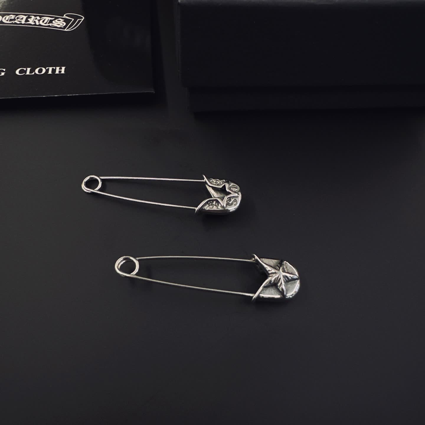 Chrome Hearts Silver Safety Pin Earrings